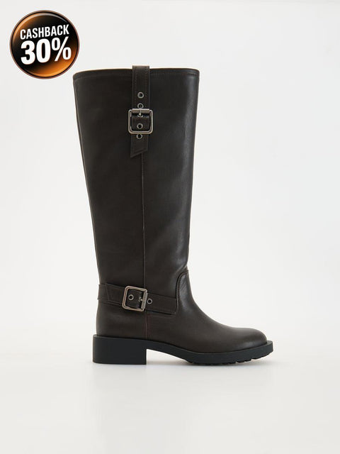 Reserved Women's Dark Brown Leather Knee High Boots |Reserved In Lebanon