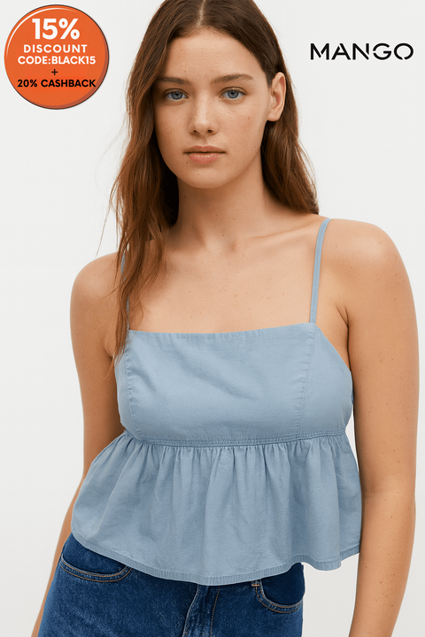 Mango Women's Denim Sleeveless Top | Mango in Lebanon
