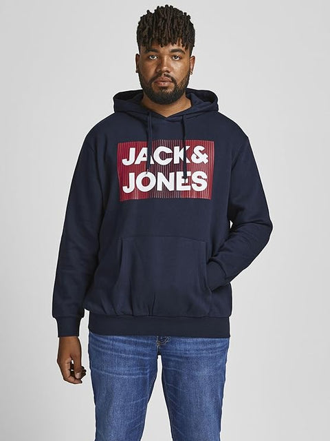 Jack & Jones Men's Navy Jersey Logo Printed Hoodie |Jack & Jones In Lebanon