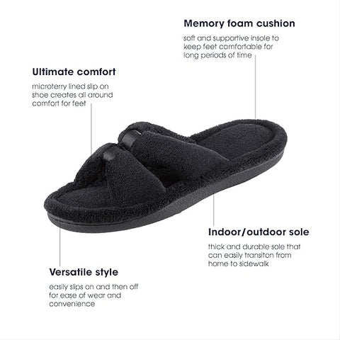 Isotoner Signature Women's Black X-Slide Slippers With Memory Foam | Isotoner Signature In Lebanon