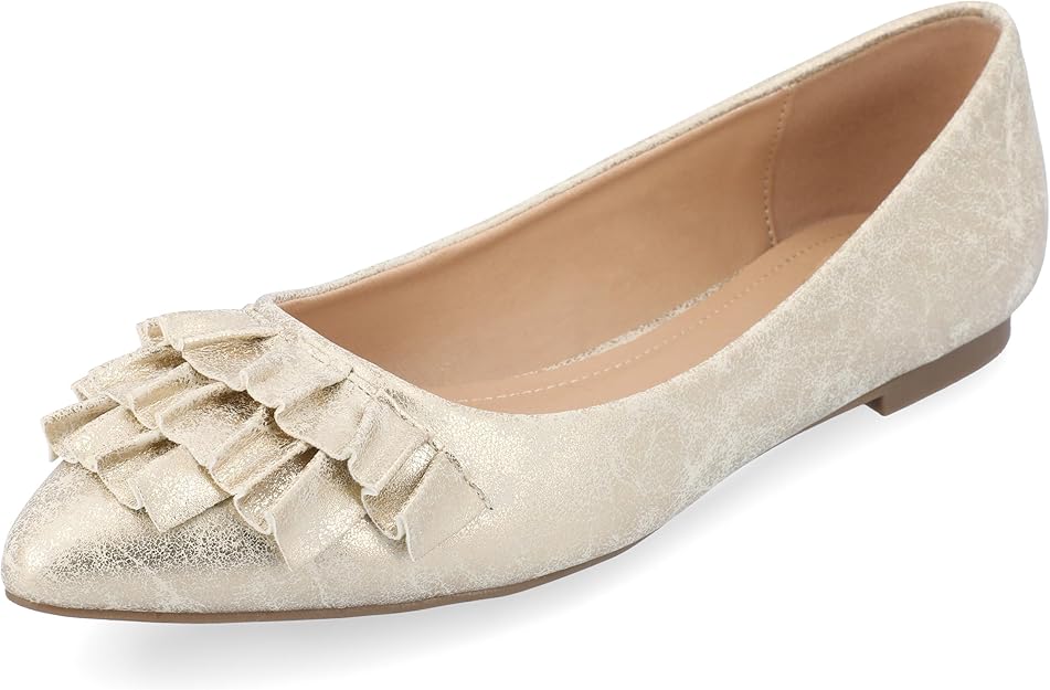 Journee Collection Women's Gold Judy Ruffled Ballet Flat | Journee Collection In Lebanon