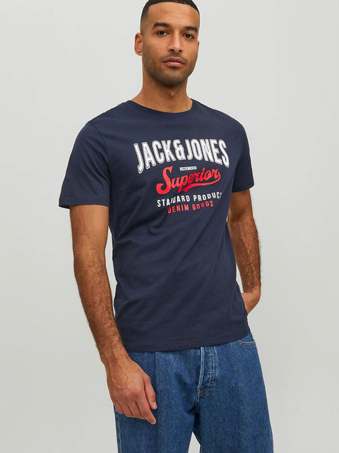 Jack & Jones Men's Navy Graphic Printed T-Shirt | Jack & Jones In Lebanon
