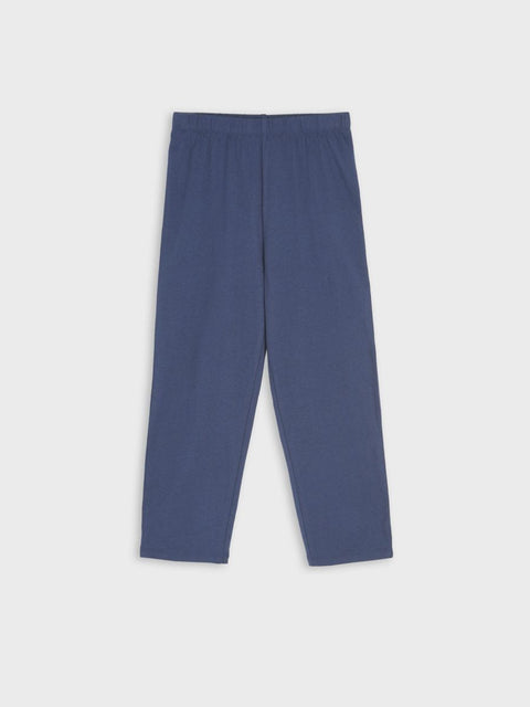 Blue pants on a light gray background
