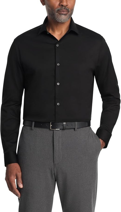Kenneth Cole Reaction Men's Black Solid Performance Dress Shirt  | Kenneth Cole Reaction In Lebanon
