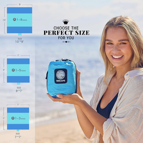 WEKAPO Blue Oversized & Compact Sandproof & Waterproof Quick Dry Beach Blanket | WEKAPO In Lebanon