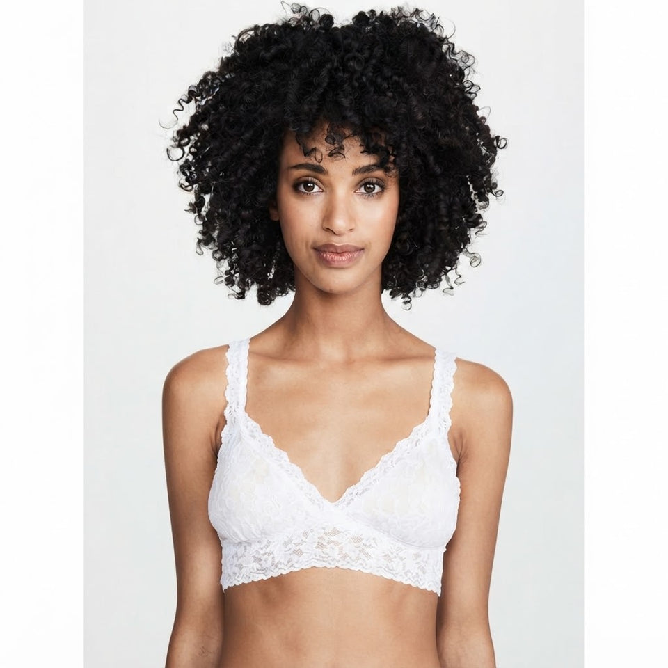 Hanky Panky Women's White Signature Lace Padded Crossover Bralette Bra