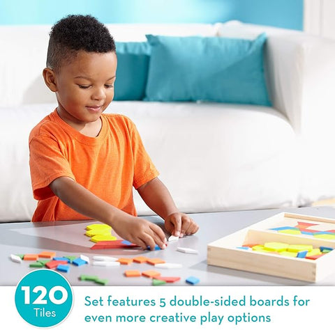 Melissa & Doug Pattern Classic Developmental Toy, Wooden Blocks 120 Shapes & 5 Boards | Melissa & Doug In Lebanon