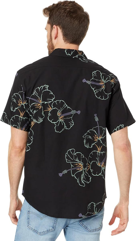 Billabong Men's Black Floral Print Short Sleeve Woven Shirt |Billabong In Lebanon
