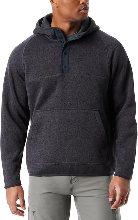 Bass Outdoor Men Black Charcoal Heather Snap-Placket Hoodie | Bass Outdoor in Lebanon