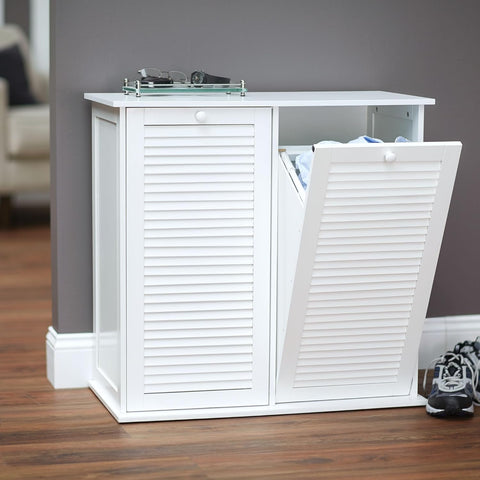 Household Essentials Tilt-Out White Laundry Sorter Cabinet With Shutter Front | Household Essentials In Lebanon