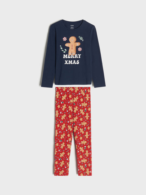 Sinsay Boy's Red & Navy Long Sleeve Christmas Pajama Set | Sinsay In Lebanon