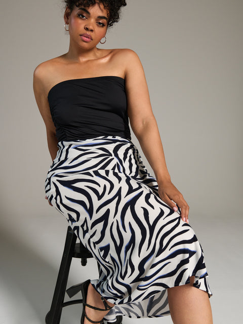 Sinsay Women's Black & White Zebra Print Midi Skirts | Sinsay In Lebanon