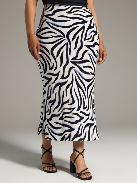 Sinsay Women's Black & White Zebra Print Midi Skirts | Sinsay In Lebanon