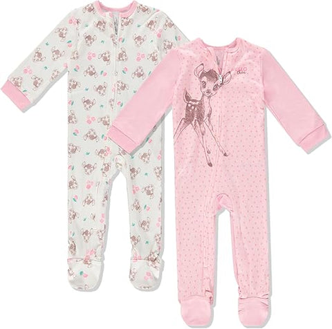 Disney Baby Girl's Bambi Pink 2 Pack Zip-Up Sleeper |Disney In Lebanon