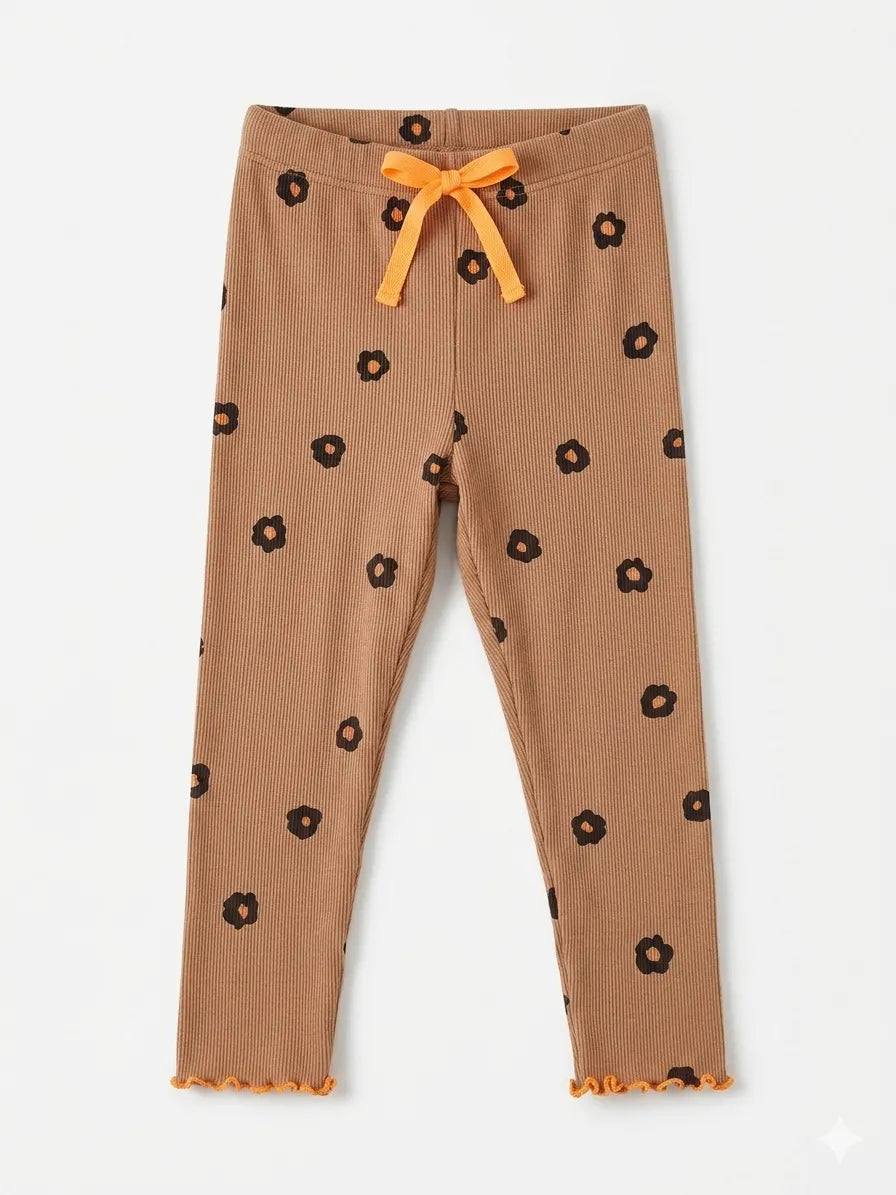 Zara Girl's Light Brown Printed Pant | Zara In Lebanon