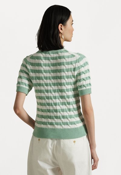Polo Ralph Lauren Women's White & Mint Green Striped Short Sleeve Cardigan | Polo Ralph Lauren In Lebanon