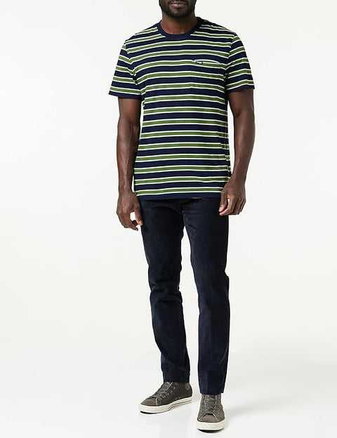 Wrangler Men's Navy & Green Striped Crew Neck T-Shirt | Wrangler In Lebanon