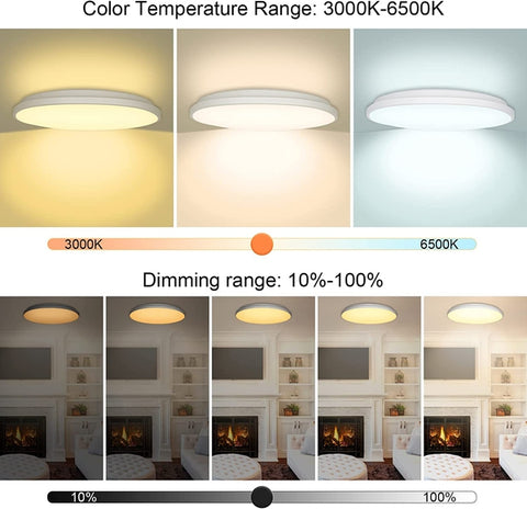 EU Lightess RGB Dimmable LED Light مع التحكم عن بُعد ، 30 سم/12 بوصة 3000-6500 كيلو باهتة اللون تغيير الضوء ، ضوء السقف الدائري الحديث للحمام ، غرفة نوم ، غرفة معيشة ، مدخل ، الحفلة AM158