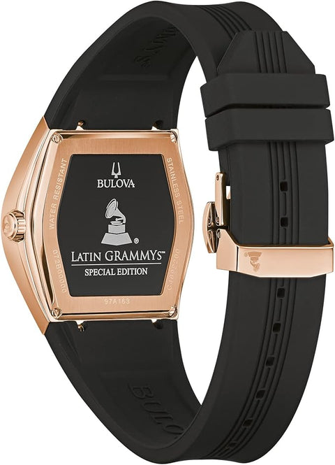 Bulova Men's Latin Grammy Quartz Black Dial Watch Silicone Strap Watch | Bulova In Lebanon