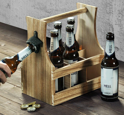Kesper Wooden Bottle Rack for 6 Beer Bottles with Bottle Opener 25 x 32 x 16.5 cm| Kesper In Lebanon