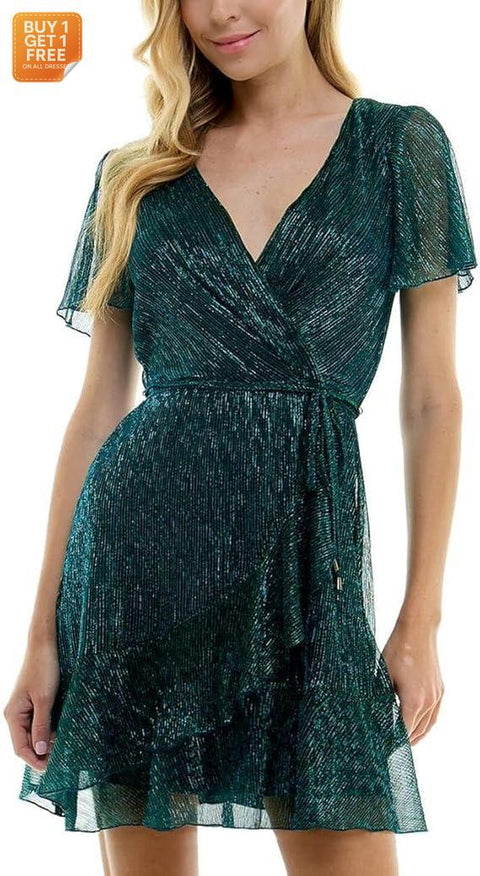 City Studio Women's Metallic Petrol Cocktail and Party Dress | City Studio In Lebanon