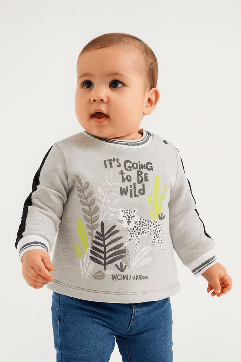 Boboli Baby Girl's Grey Long-Sleeve Blouse| Boboli in Lebanon