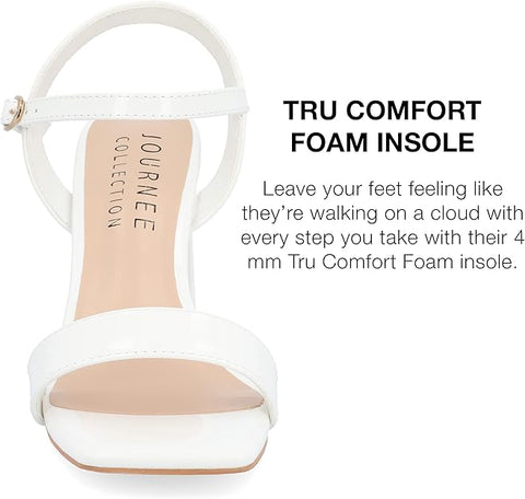 Journee Collection Women's White Tivona Tru Comfort Foam Mid Heel Ankle Strap Sandals | Journee Collection In Lebanon