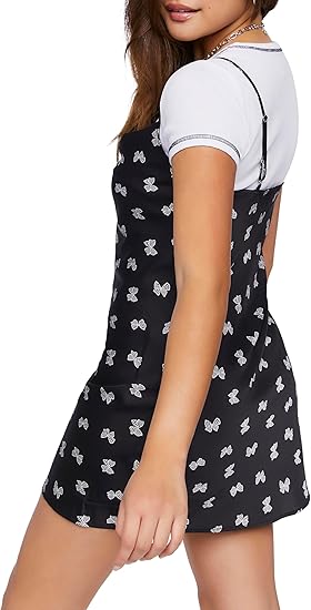 Forever 21 Women's Black Butterfly Printed Sleeveless Satin Mini Dress | Forever 21 In Lebanon