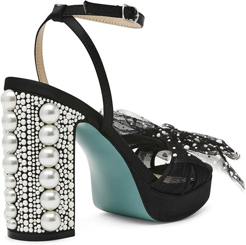 Betsey Johnson Women's Black Lulu Heeled Sandal | Betsey Johnson In Lebanon