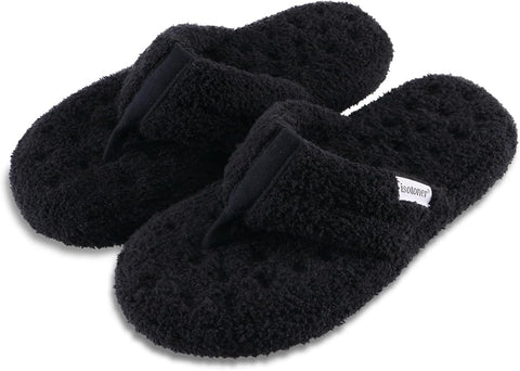 Isotoner Women's Black Cozy Plush Terry Knit Clog and Flip Flop Slippers | Isotoner In Lebanon
