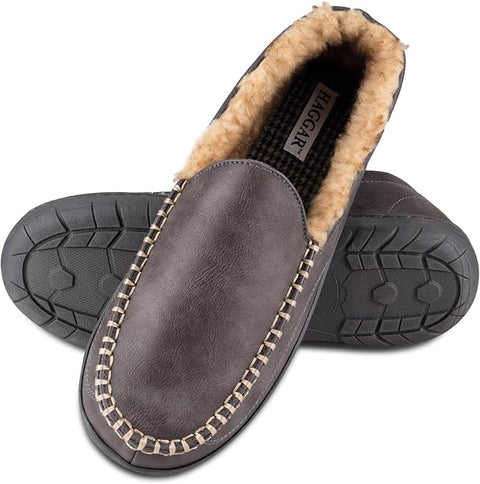 Haggar Men's Gray Smooth Pu Venetian Moccasin Slipper | Haggar In Lebanon