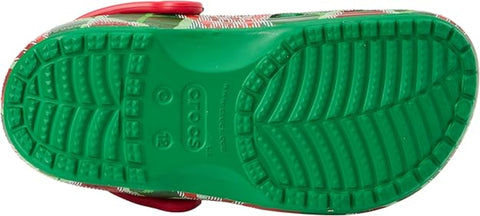 Close-up of a green Crocs shoe sole with brand logo