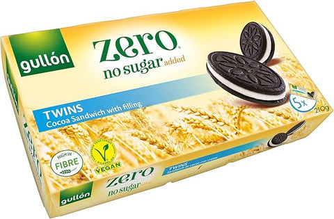Gullon Twins Cocoa Sandwich With Filling No Sugar Added 210g | Gullon In Lebanon