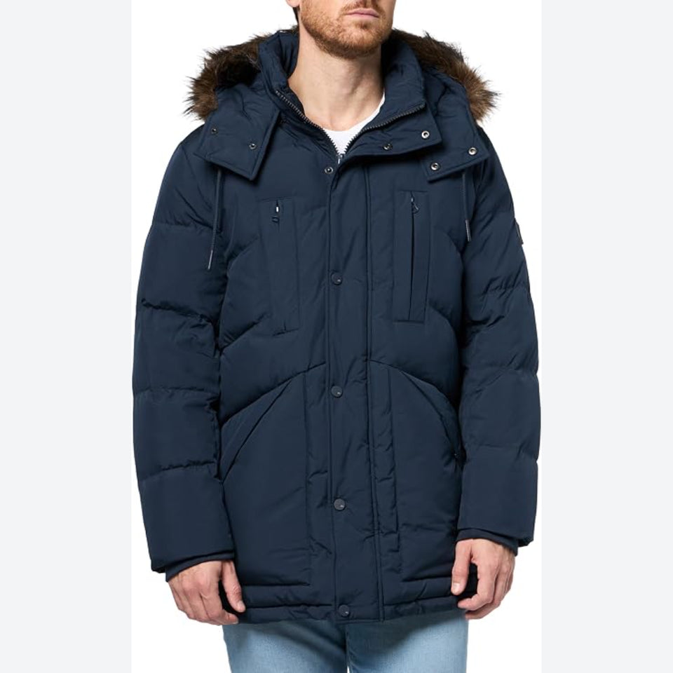 Andrew Marc Men's Navy Tremont Faux Fur Trim Jacket