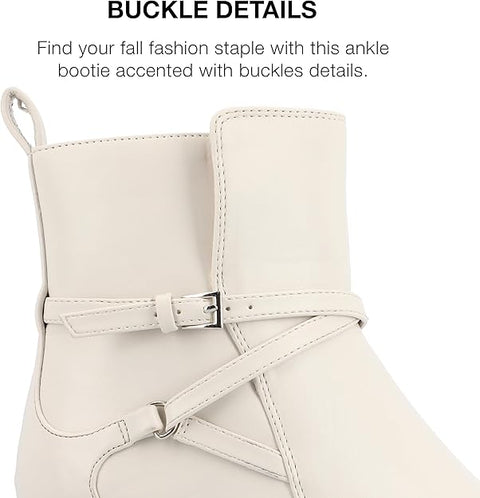 Journee Collection Women's Stone Tru Comfort Foam Estelle Stacked Heel Pointed Toe Boots | Journee Collection In Lebanon