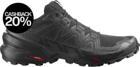 Black Salomon hiking shoe on a white background