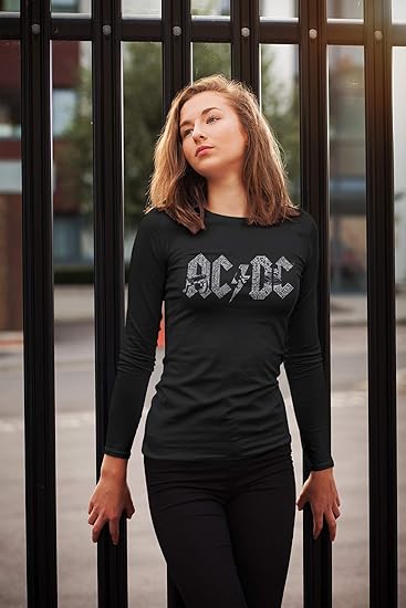 La Pop Art Women's Black ACDC Song Title Word Art Long Sleeve Blouse | La Pop Art In Lebanon