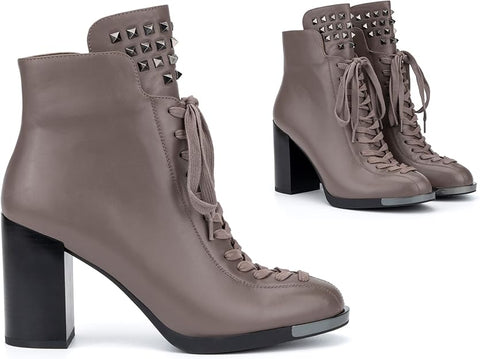 Torgeis Women’s Dark Mink Nubis Fashion Casual Leather Zipper Heel Ankle Boots|Torgeis In Lebanon9