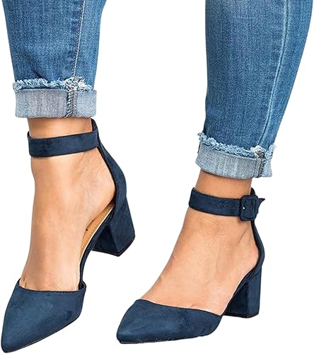 FISACE Women's Navy Low Mid Square Heel Sandal  | FISACE In Lebanon