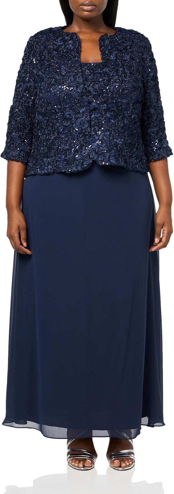 Alex Evenings Women's Navy Plus Size Glitter Two Piece Dress Set | Alex Evenings In Lebanon