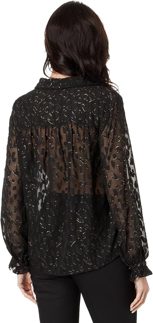 Vince Camuto Women's Black Printed Long Sleeve Shirt | Vince Camuto In Lebanon