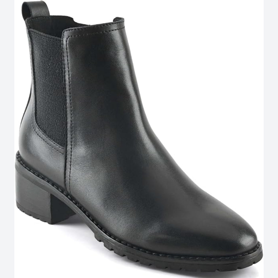 Easy Spirit Women's Black Fedra Round Toe Zippered Chelsea Boots