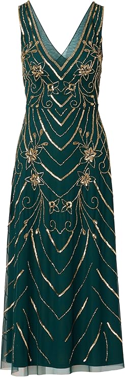 Adrianna Papell Women's Olive Green Beaded Mesh  Dress |  Adrianna Papell In Lebanon