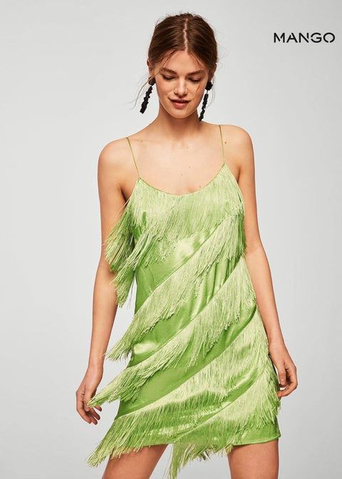 Mango Women's Green Cut-Out Short Dress| Mango in Lebanon