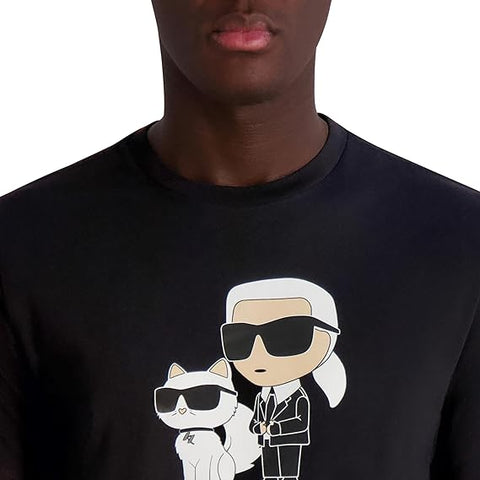 Karl Lagerfeld Men's Black Short Sleeve Crewneck Graphic Design T-Shirt | Karl Lagerfeld In Lebanon