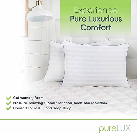 PureLUX White Gel Memory Foam Queen Pillows-2 Pack  |PureLUX In Lebanon