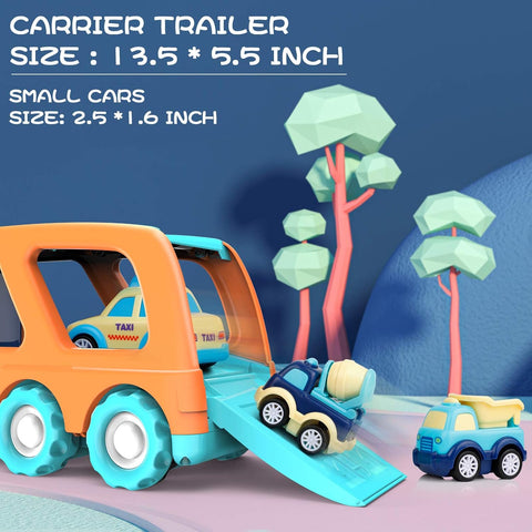 Forty4 9-Piece Cartoon Pull Back Cars Set with Big Carrier Truck, Sound and Light | Forty4 In Lebanon