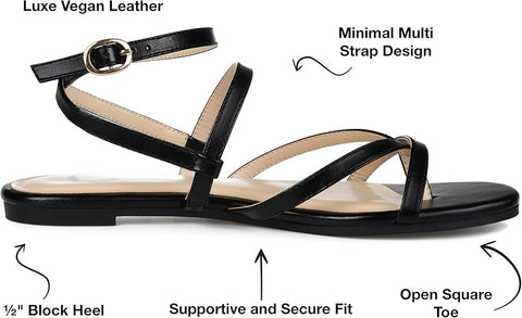 Journee Collection Women's Black Serissa Flat Sandals | Journee Collection In Lebanon
