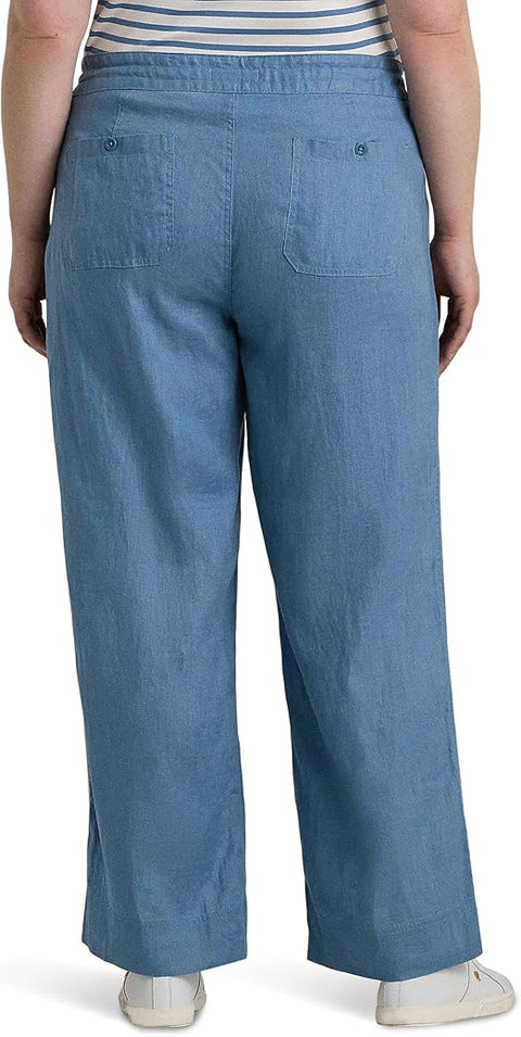 Lauren Ralph Lauren Women's Blue Plus-Size Linen Wide-Leg Pant |Lauren Ralph Lauren In Lebanon