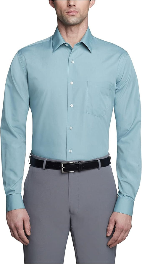 Van Heusen Men's Mint Green Fitted Poplin Solid Dress Shirt| Van Heusen In Lebanon